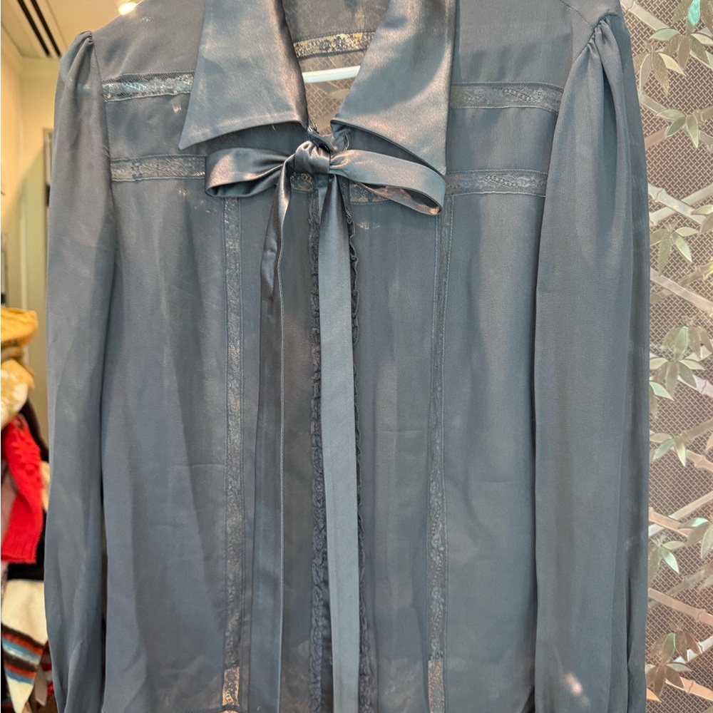 Valentino gray sheer blouse